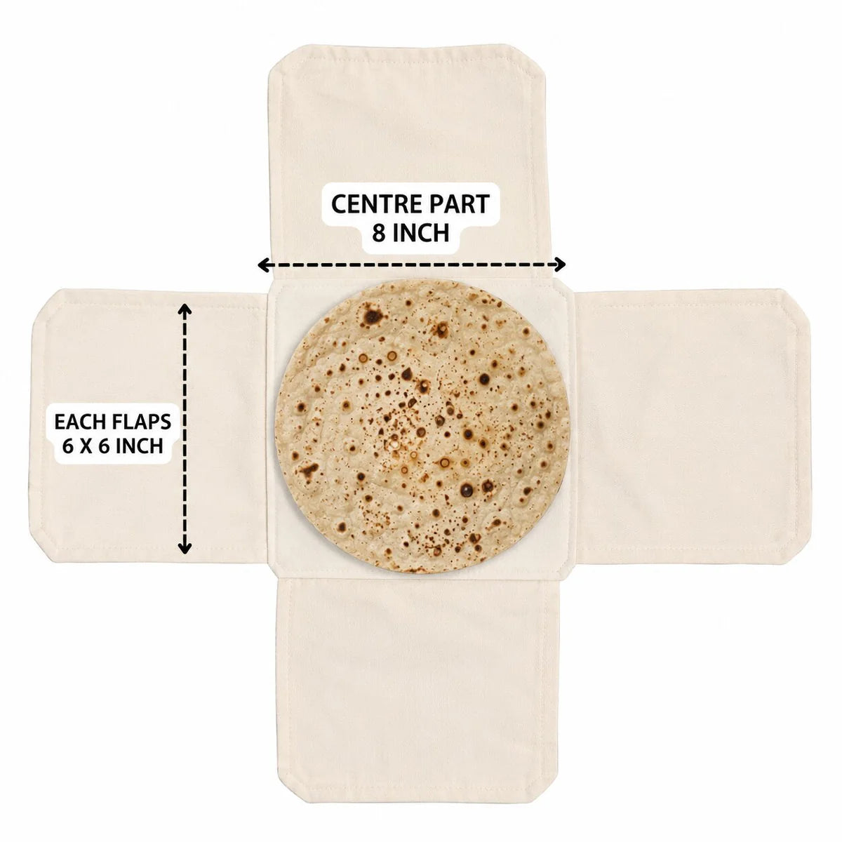 (Pack Of 3) Cotton Double Layer Wrap With Flaps For Roti, Chapati & Paratha